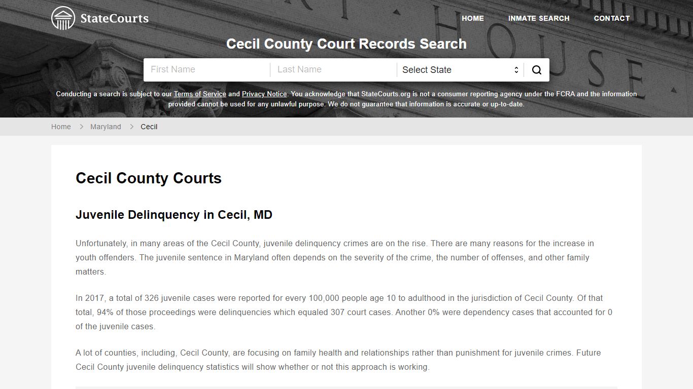 Cecil County, MD Courts - Records & Cases - StateCourts