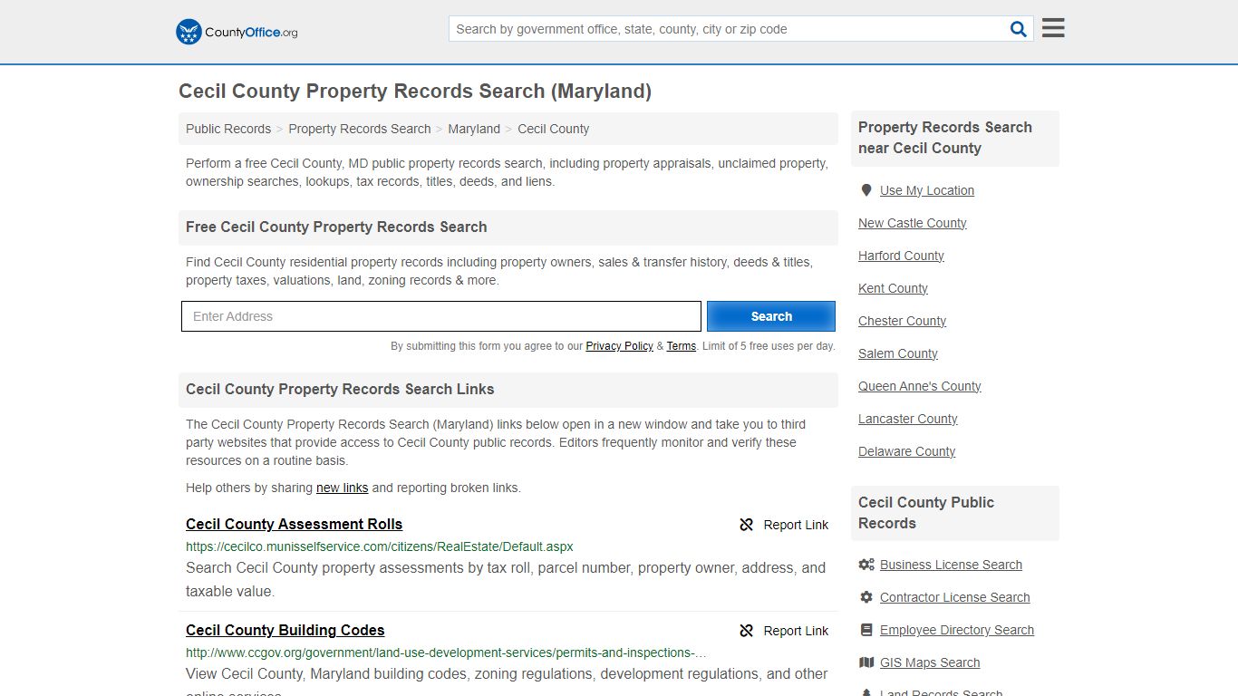 Cecil County Property Records Search (Maryland) - County Office